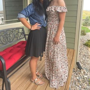 Off shoulder floral maxi dress